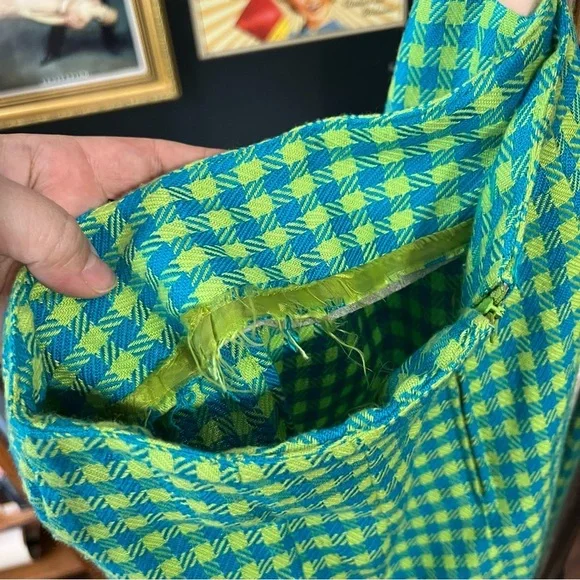 Vintage Green and Blue Houndstooth Skirt - Picture 8 of 8